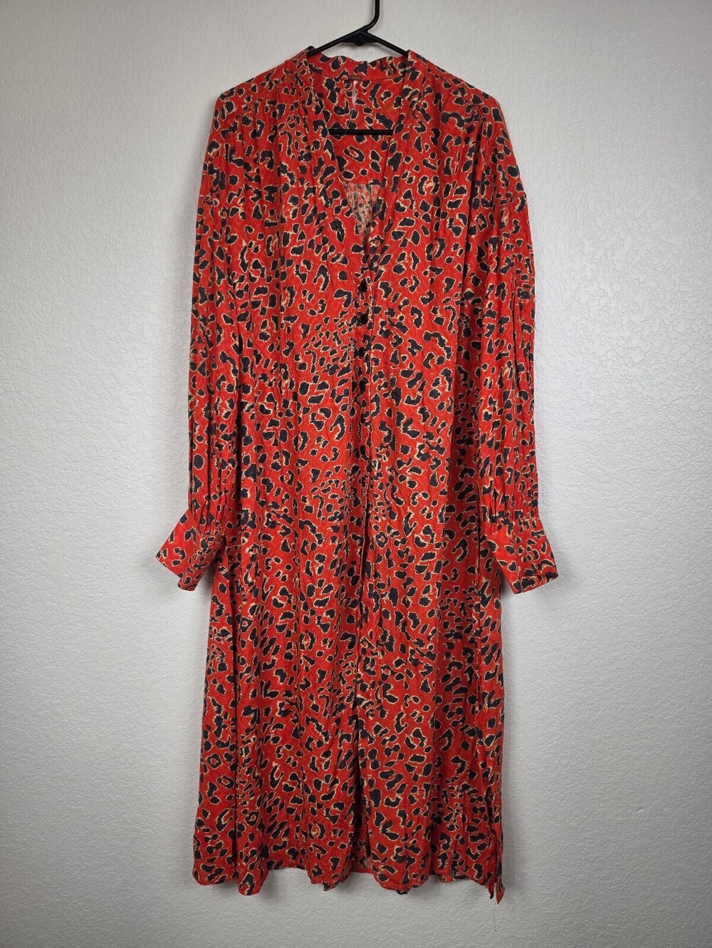Free People Orange Leopard Print Dress Small